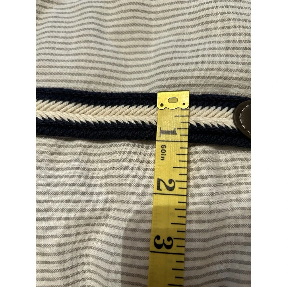 Oshkosh‎ B'Gosh Boys Size Medium Braided Woven Belt Navy Blue White Faux Leather